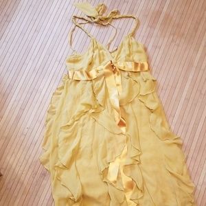 Bcbg silk mustard yellow dress